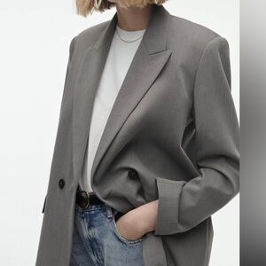 Zara Gray Double Breasted Oversized Blazer